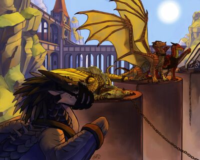 Captives (Wings_of_Fire)
art by zonde
Keywords: wings_of_fire;mudwing;skywing;icewing;sandwing;hybrid;dragon;feral;solo;non-adult;zonde