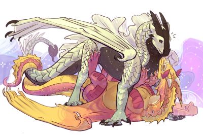 Tribal Girls (Wings_of_Fire)
art by Zonde
Keywords: wings_of_fire;sandwing;rainwing;dragoness;female;feral;lesbian;missionary;suggestive;Zonde