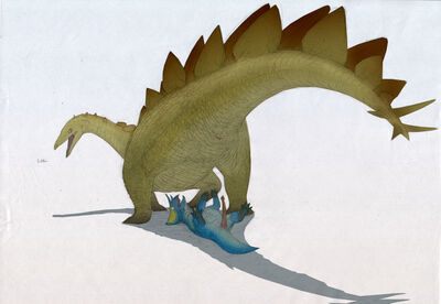 Stegosaur and Zuniceratops
art by zw3
Keywords: dinosaur;stegosaurus;ceratopsid;zuniceratops;male;female;feral;M/F;penis;cloaca;cowgirl;suggestive;macro;zw3