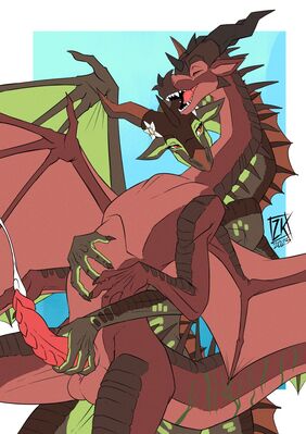 Spreading His Seed (Wings_of_Fire)
art by zwitterkitsune
Keywords: wings_of_fire;leafwing;dragon;dragoness;male;female;feral;M/F;penis;masturbation;orgasm;ejaculation;spooge;zwitterkitsune