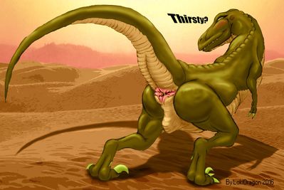 The Dry Desert
Probably could have gone without the silly caption but I thought it was funny!
Keywords: dinosaur,female,theropod;tyrannosaurus_rex;trex;feral;cloaca;solo;presenting;lokidragon