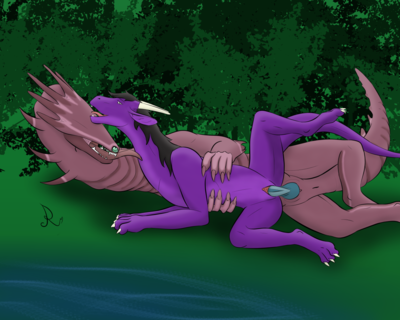 Ren and Shaggoroth
Commission for fyirish on FA, of his monster getting some purple ness action.
Keywords: Dragon;Dragoness;Feral;M/F;Monster;Pentration;Vaginal;Licking;Rendrassa