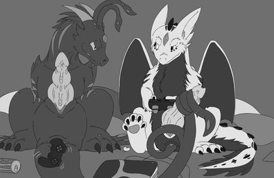 You got the wrong joystick!
Velo and Obsidian are just having a night full of gaming. Obsidian though wants to play another game~
art by Mel21-12
Keywords: dragon;male;wyvern;solo;M/M;penis;tentacle;anal;dildo;masturbation;Mel21-12