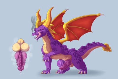 Spyro (Not my work)
I did not draw this artwork, I had commissioned an artist by the name of Chilly in a discord server, and I just wanted to share this beauty around, and show off her amazing work.

I asked for the side angle, and for him to have a spiked cock, and also for his mouth to be open, showing his tongue, and saliva, I think he looks a sexy beast.
Keywords: videogame;spyro_the_dragon;dragon;spyro;male;anthro;solo;penis;closeup;chilly