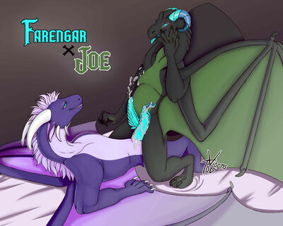 Farengar and Joe 
After the last hard day's work of the week, Farry returned to his mansion to rest. In the meantime, Joe was already waiting for his master in bed, having washed his rectum with a silver anal shower head that screwed onto the hose instead of the shower head. This was a gift Joe had received from Farry the morning he left for work. There were many ways to relax, but Farry preferred Joe and came to his bedroom. Farry's blue cock and Joe's similarly coloured anus immediately reunited in long and passionate ana
Keywords: dragon;male;feral;M/M;penis;cowgirl;masturbation;ejaculation;farengar_dazus