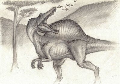 Spinosaurus
art by SpinoJP
Keywords: dinosaur;theropod;spinosaurus;feral;solo;non-adult;SpinoJP